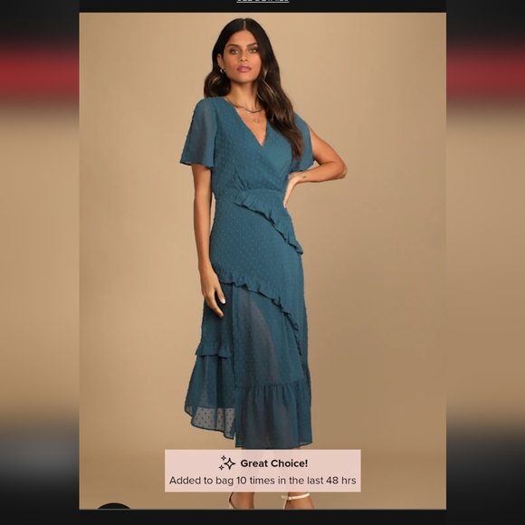 Lulu's Teal High Low Ruffle Dress - Picture 1 of 6